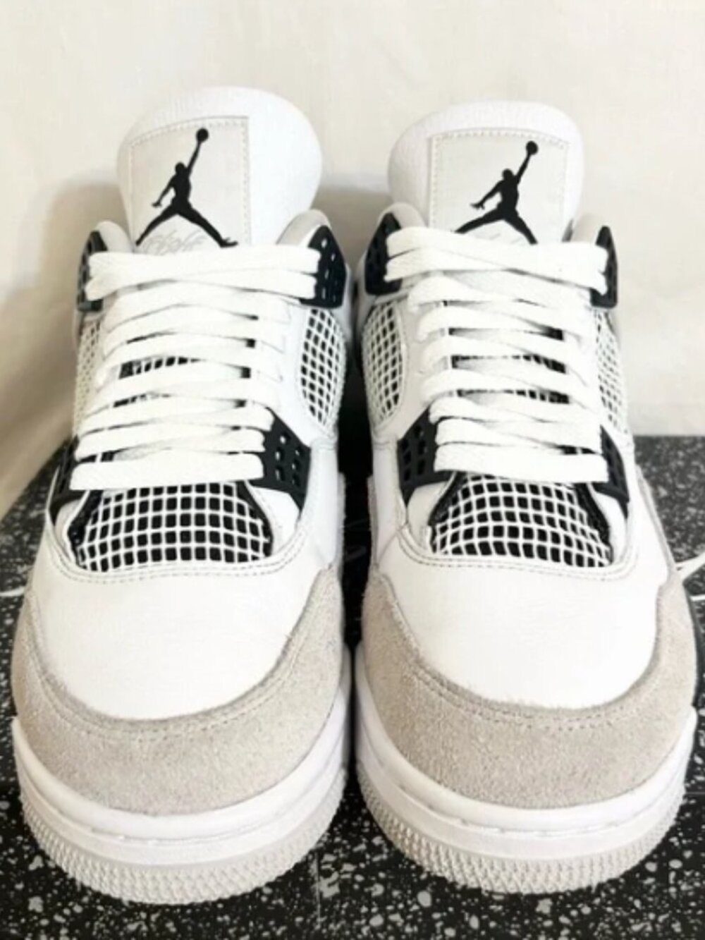 Air Jordan 4 Military Black Retro Mens White Sneakers